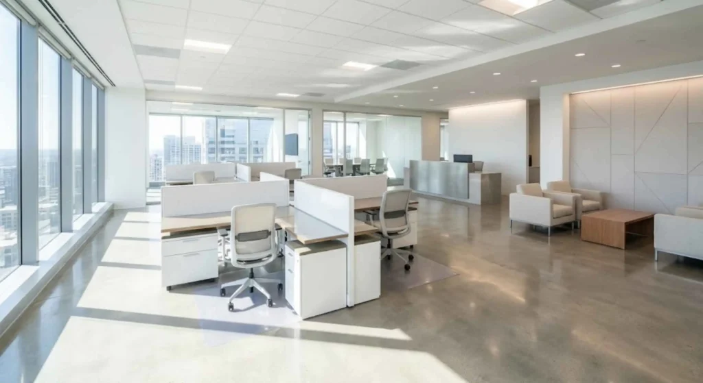 Bright, freshly cleaned corporate office interior