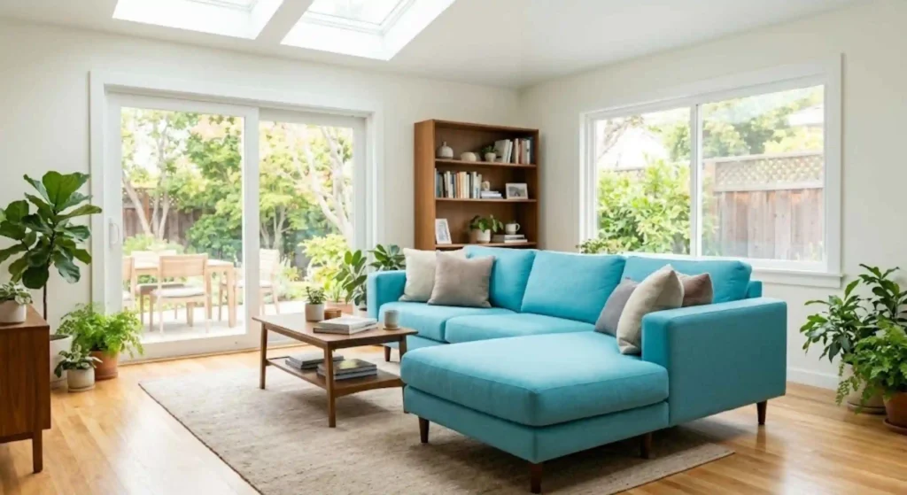 fresh, bright living room with clean upholstery