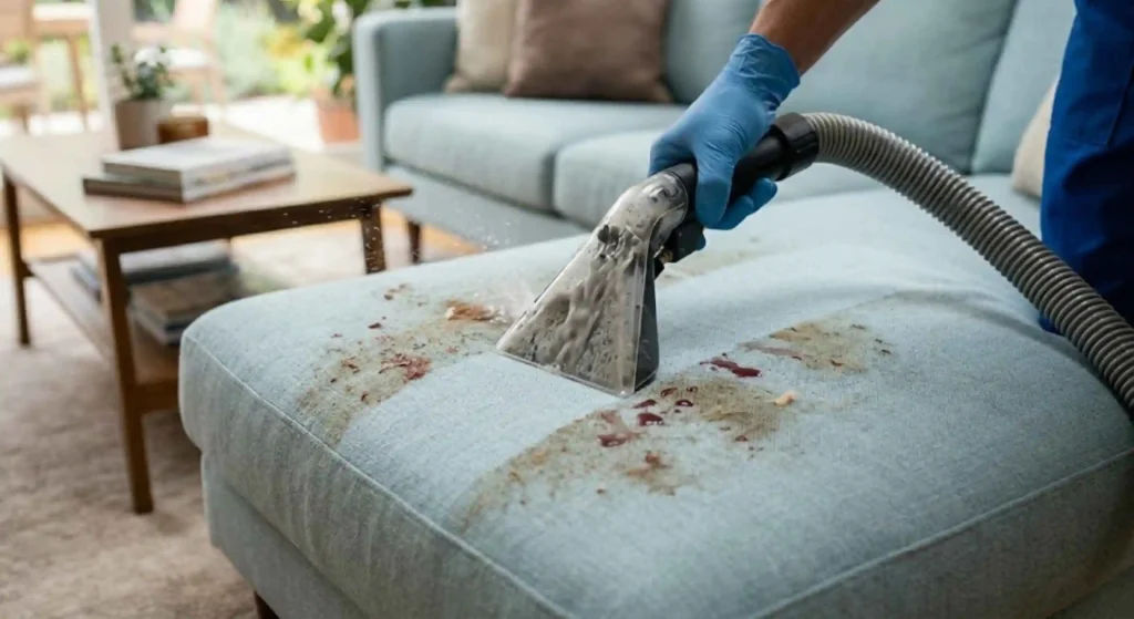 professional upholstery cleaning process