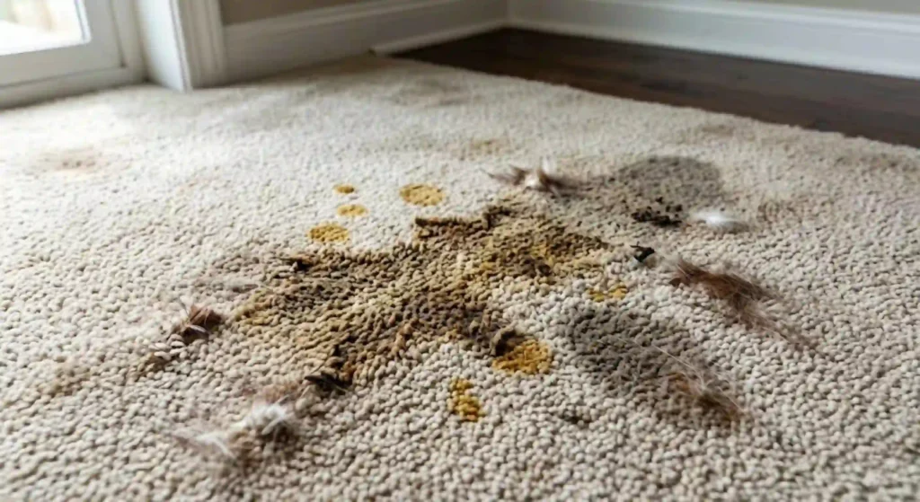 stained carpet area caused by pets