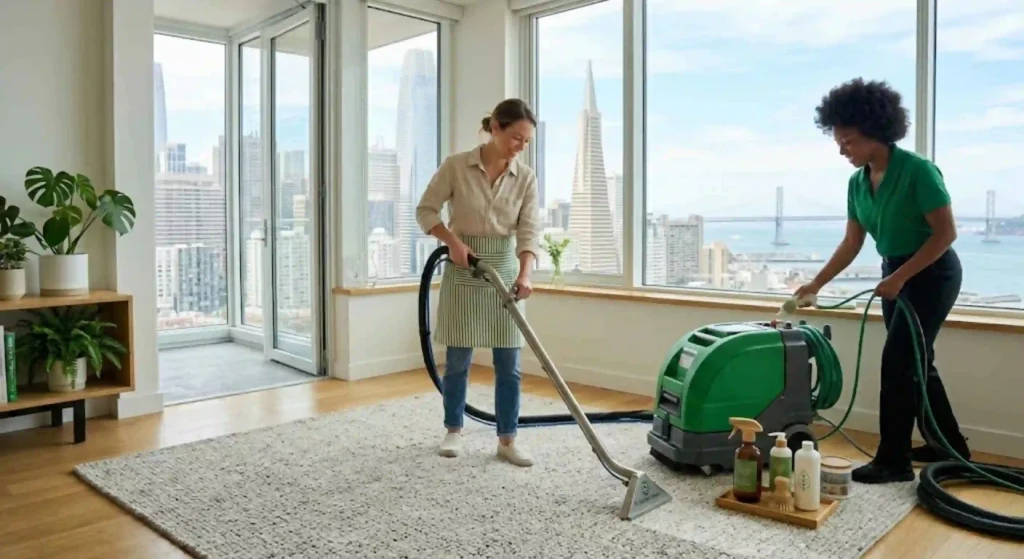 Green carpet cleaning service in San Francisco apartment
